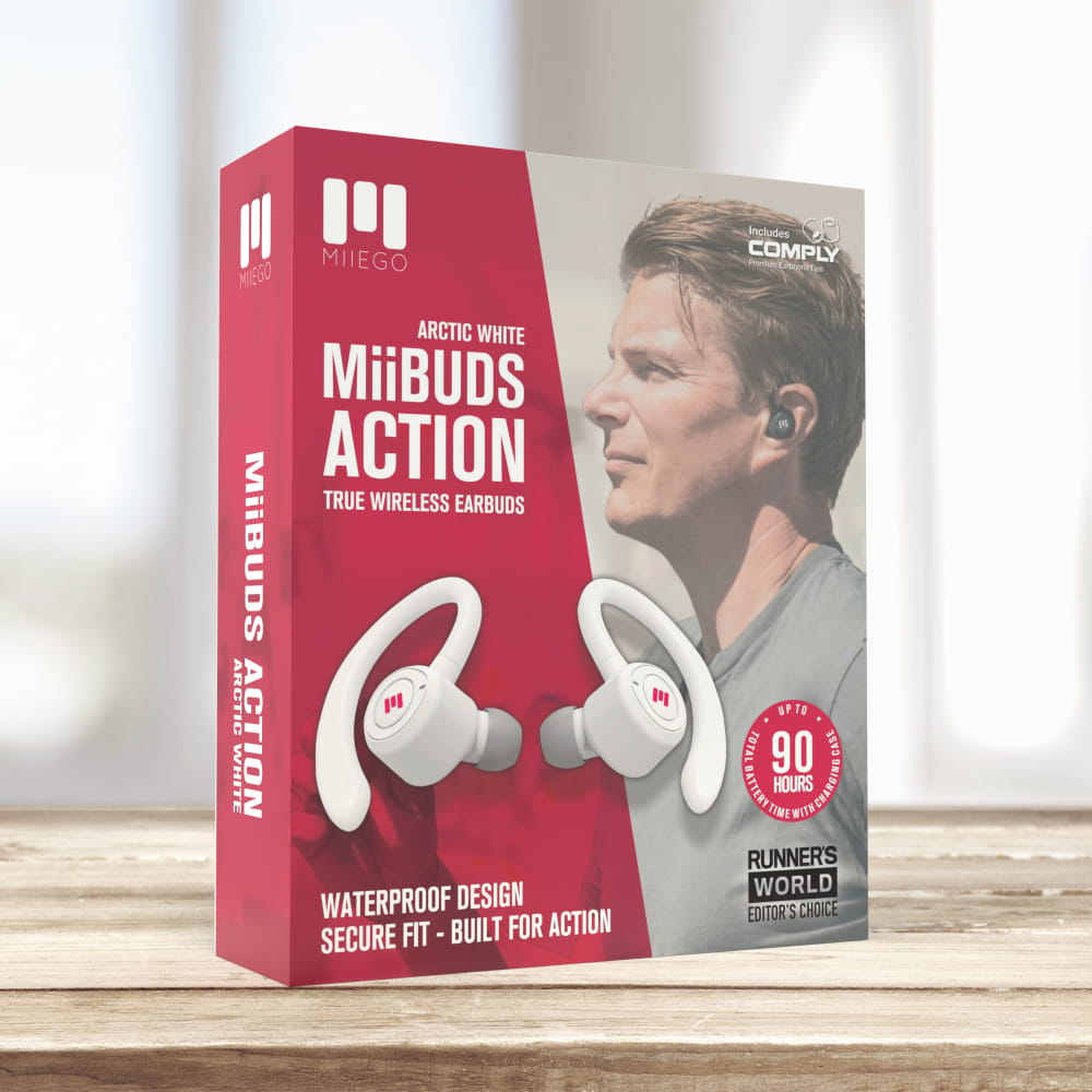 MiiBUDS ACTION II - White + Trådløs Charger